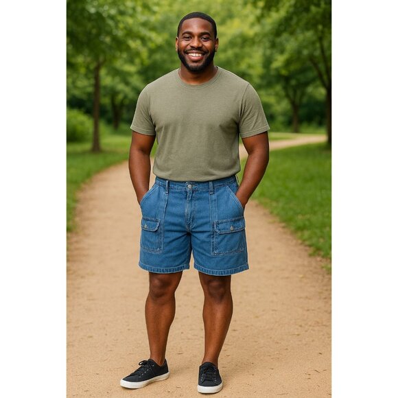 Redhead Mens Size 38 Shorts 6-Pocket Denim Cargo Elastic Back - Picture 9 of 9